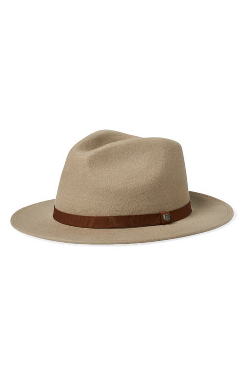 Shop Brixton Messer Packable Wool Fedora In Timberwolf/light Brown