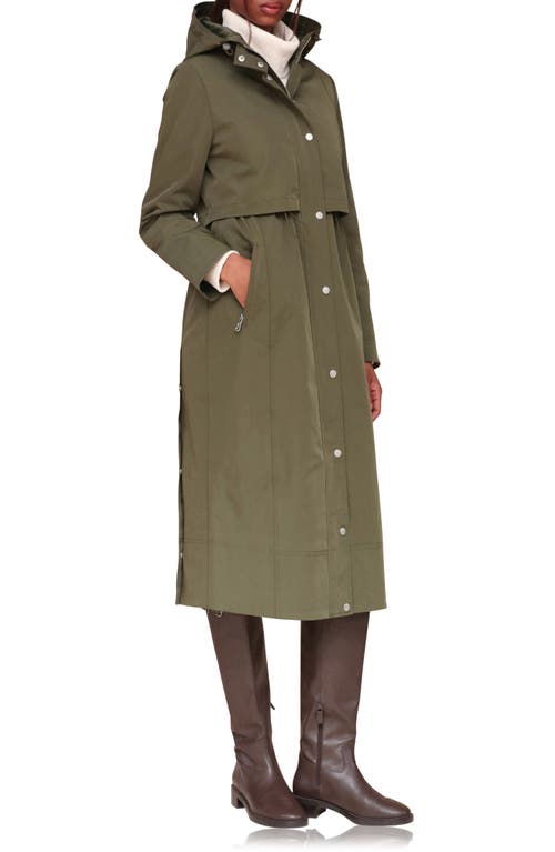 Shop Avec Les Filles Water Resistant Twill Hooded Longline Coat In Olive