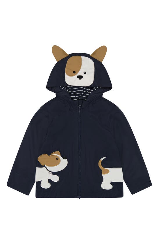 Shop London Fog Kids' Puppy Water-resistant Rain Slicker Hooded Jacket In Navy