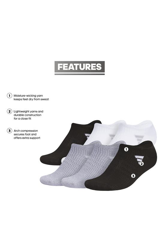 Adidas Originals 6-pack Superlite No Show Performance Socks In White/ Black/ Grey