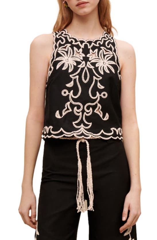 MAJE LALMERAIE EMBROIDERED COTTON TOP