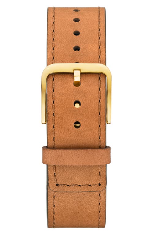 Shop Tory Burch The T Leather Strap Watch, 18mm X 40mm In Tan Multi