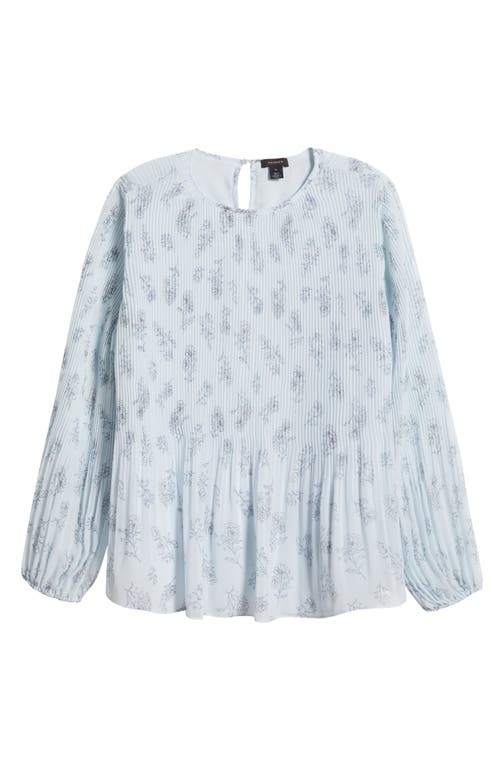 halogen(r) Release Pleat Tunic Top in Skywriting Blue