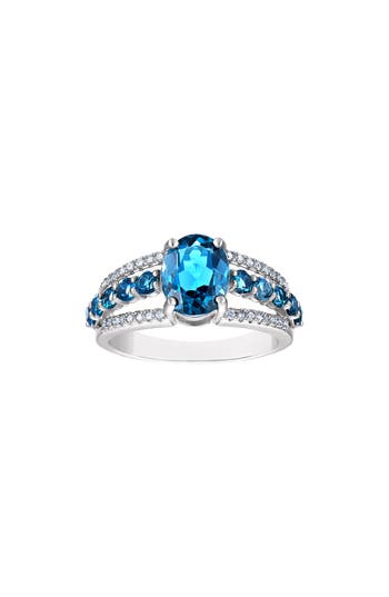 Fzn Sterling Silver Diamond & London Blue Topaz Ring In London Blue Topaz