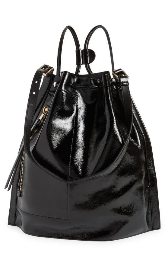 Allsaints Alpha Leather Backpack In Liquid Black | ModeSens