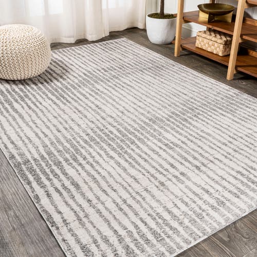 Jonathan Y Skoura Modern Bold Stripe Area Rug In Beige/dark Gray