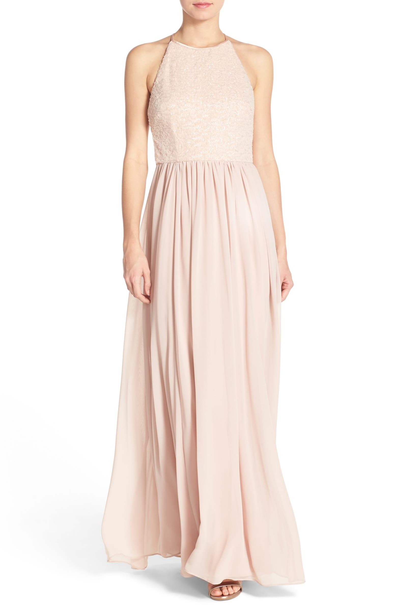 Vera Wang Sequin Chiffon Fit & Flare Gown | Nordstrom