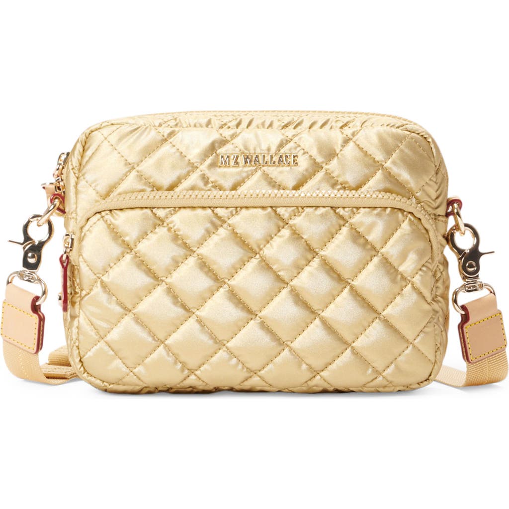 Mz Wallace Small Metro Quilted Nylon Camera Bag In Light Gold Pearl Metallic