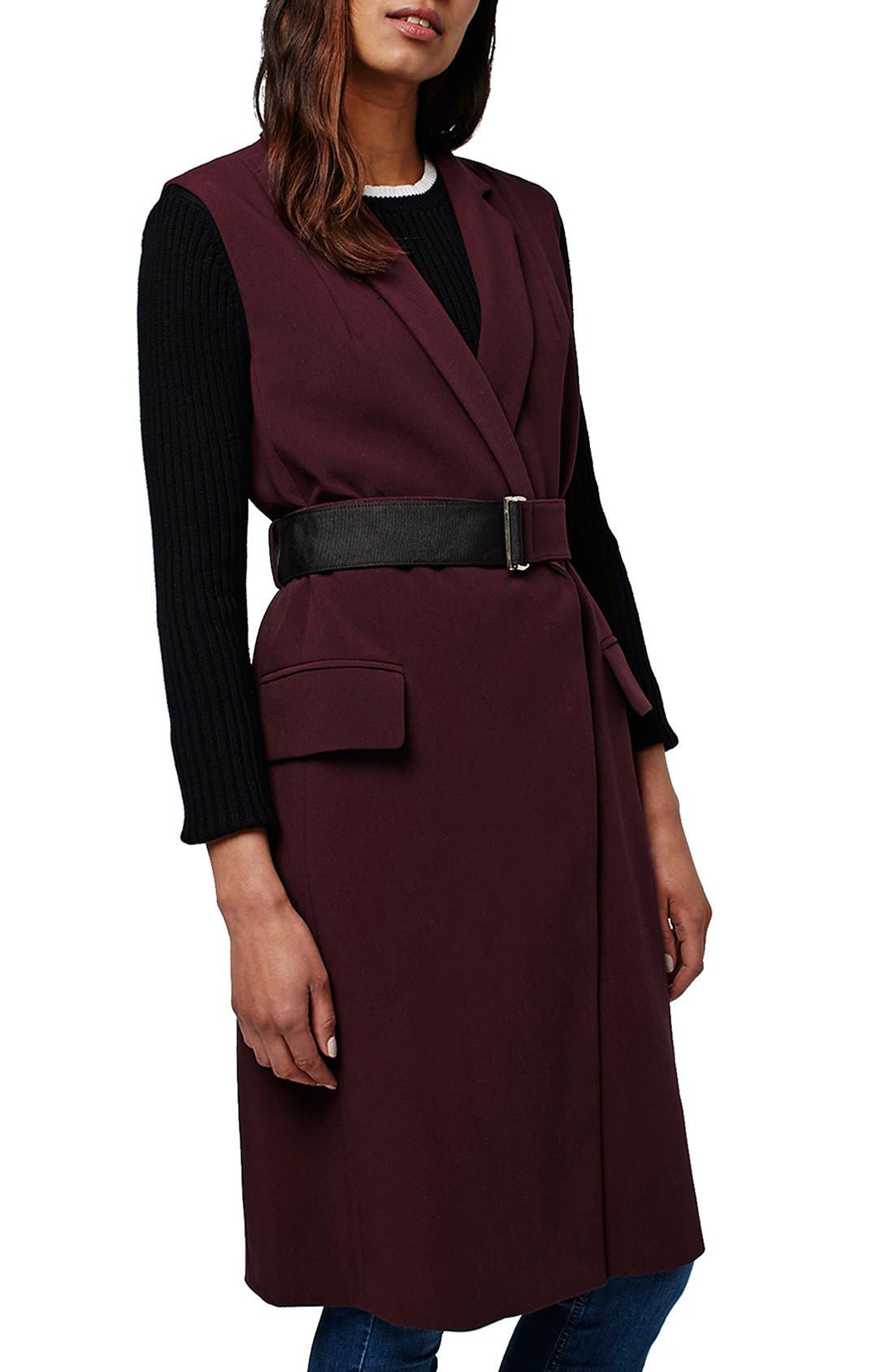 Topshop Sleeveless Belted Coat | Nordstrom