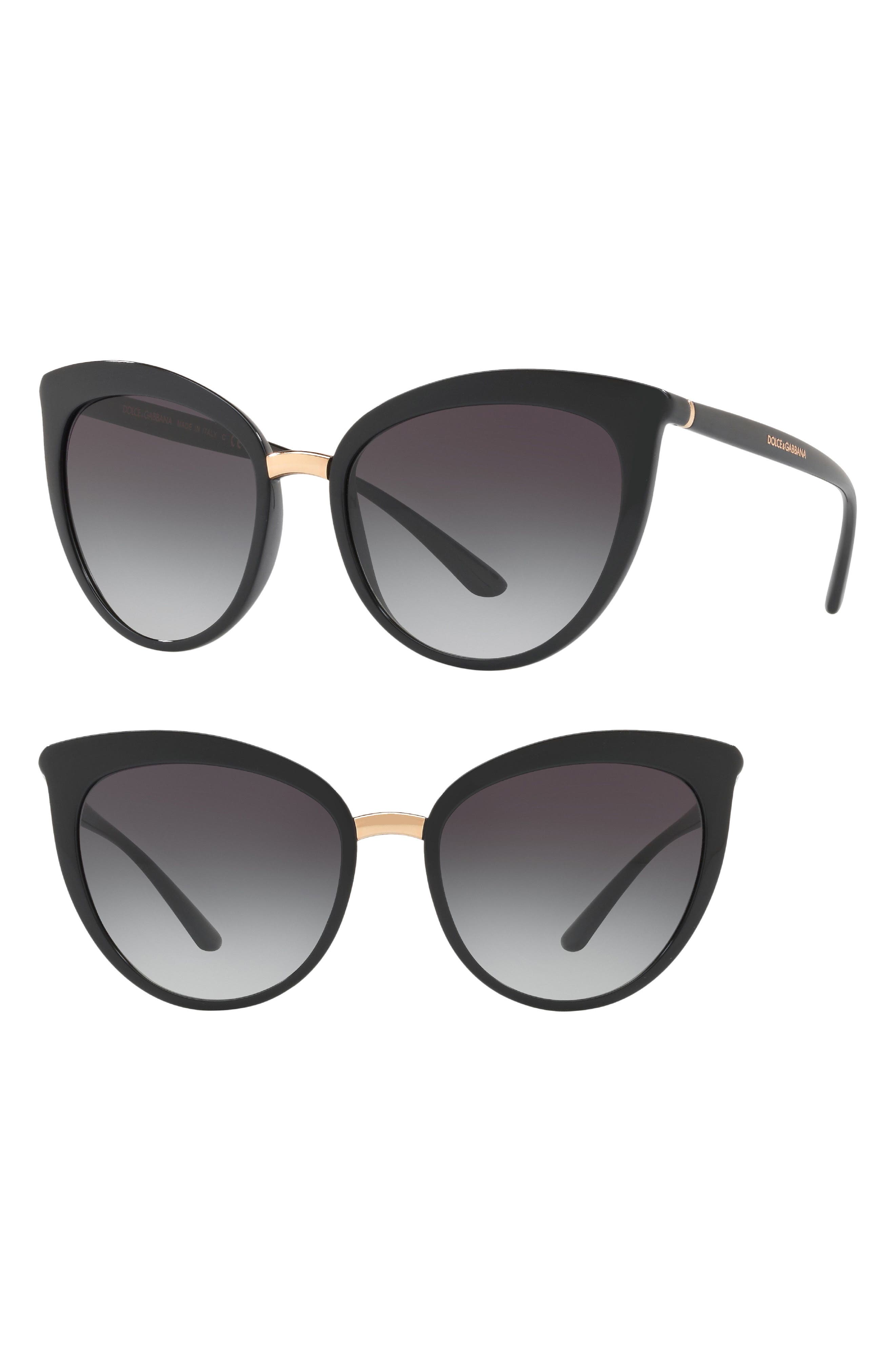 Dolce & Gabbana 55mm Gradient Cat Eye Sunglasses in Black