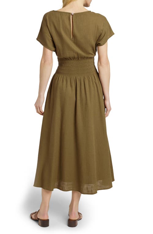 Faherty Coast To Coast Midi Dress In Military Olive