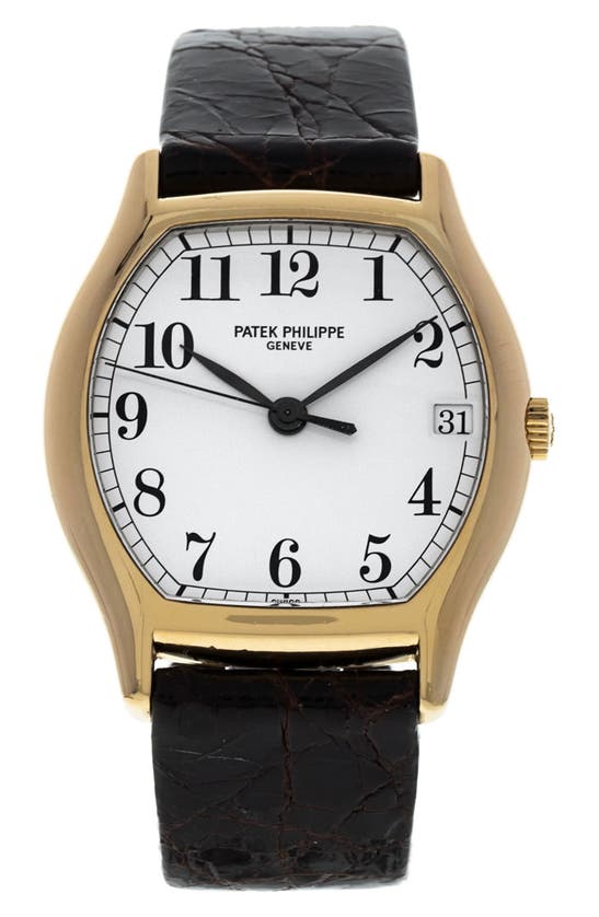 Watchfinder & Co. Patek Philippe  Gondolo Automatic Leather Strap Watch, 34mm In Black / Gold