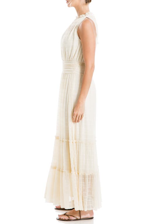 Max Studio Mock Neck Lace Mesh Dress In Cream