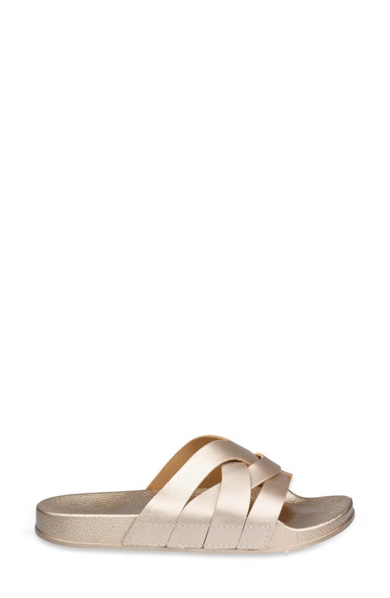 Gaahuu Crisscross Strap Slide Sandal In Gold