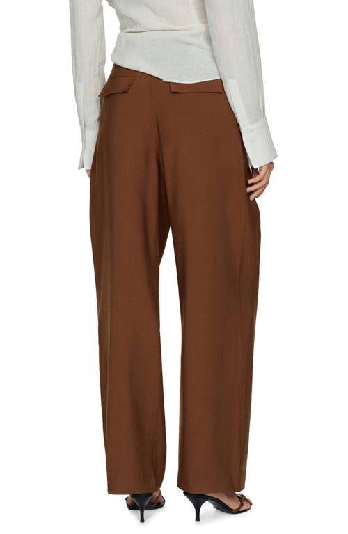 Shop Mango Straight Leg Pants In Tabacco Brown