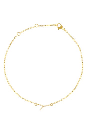 Adornia Pavé Cubic Zirconia Initial Anklet In Gold-y