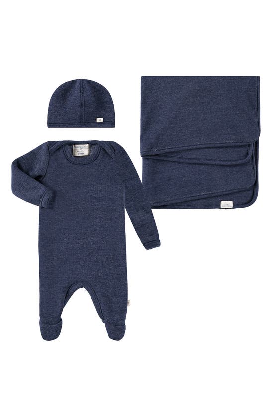 Paigelauren Babies' Welcome Home Fleece Footie, Hat & Blanket Set In Blue