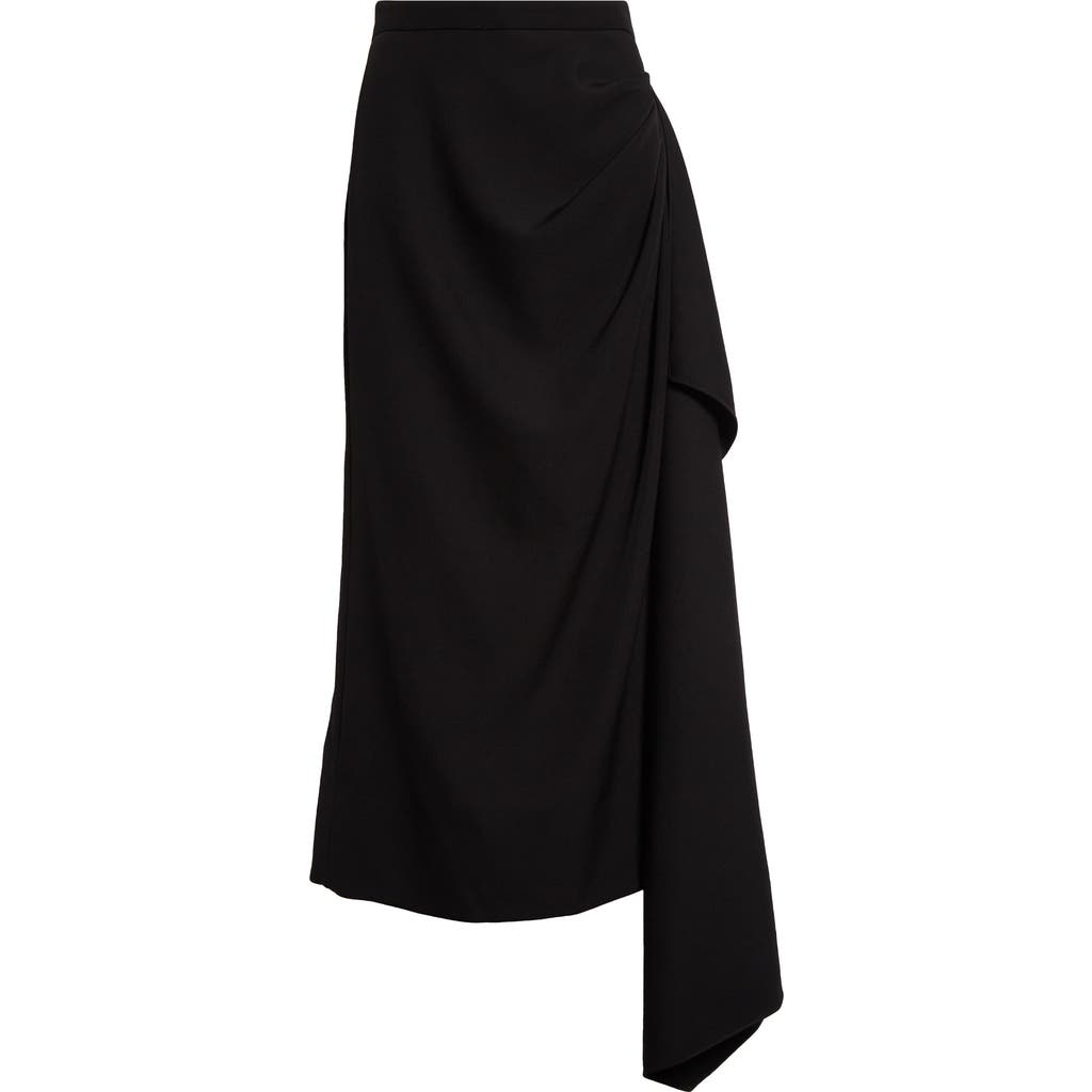 Erdem Draped Virgin-wool Pencil Skirt In Black
