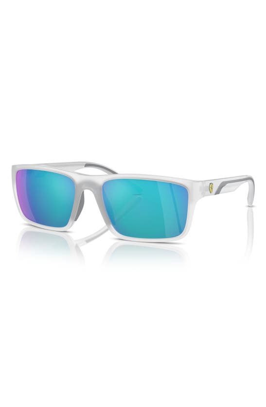 Shop Scuderia Ferrari 59mm Mirrored Rectangular Sunglasses In Grey