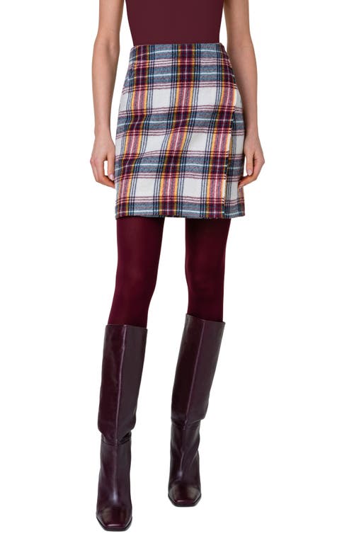 Akris Punto Tartan Plaid Virgin Wool Flannel Skirt In Grey/white Multi