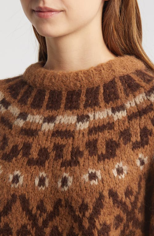 Shop Frame Fair Isle Alpaca Blend Sweater In Camel Multi