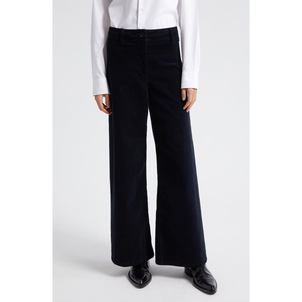Shop Nili Lotan Megan Corduroy Wide Leg Pants In Midnight