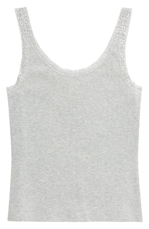 Shop Treasure & Bond Kids' Lace Trim Cotton Blend Tank In Grey Heather