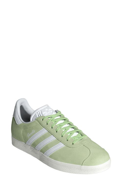 Shop Adidas Originals Adidas Gazelle Sneaker In Sand/white/silver Green