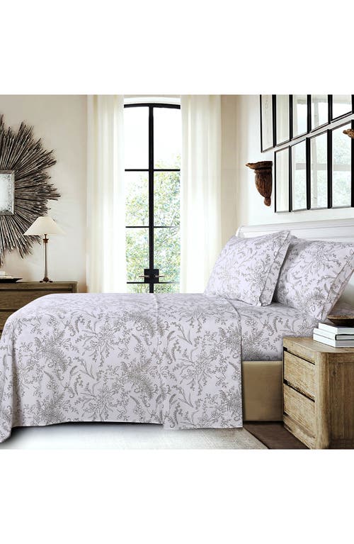 Southshore Fine Linens Winter Brush Sheet Set In White W/warm Sand Flowers