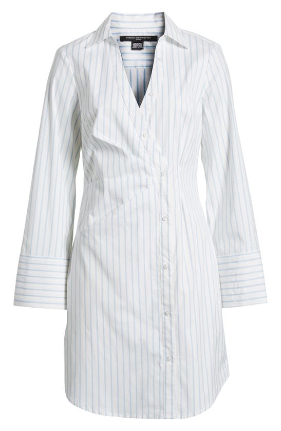 French Connection Isabelle Womens Striped Above Knee Shirtdress In Linen White-cashmere