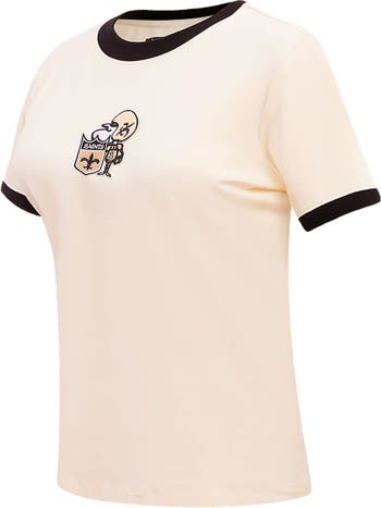 Women's Pro Standard Cream New Orleans Saints Retro Classic Ringer T-Shirt