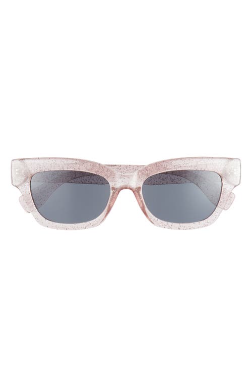 Glitter 50mm Rectangular Sunglasses in Clear- Silver