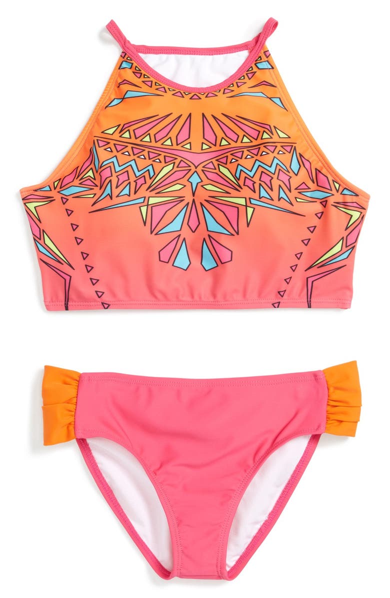 Limeapple Geometric Two-Piece Swimsuit (Big Girls) | Nordstrom
