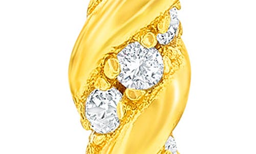 Simona Cubic Zirconia Rope Huggie Hoop Earrings In Gold
