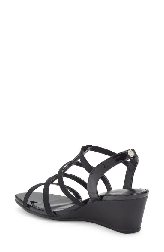 Anne Klein Bijou Strappy Wedge Sandal In Black