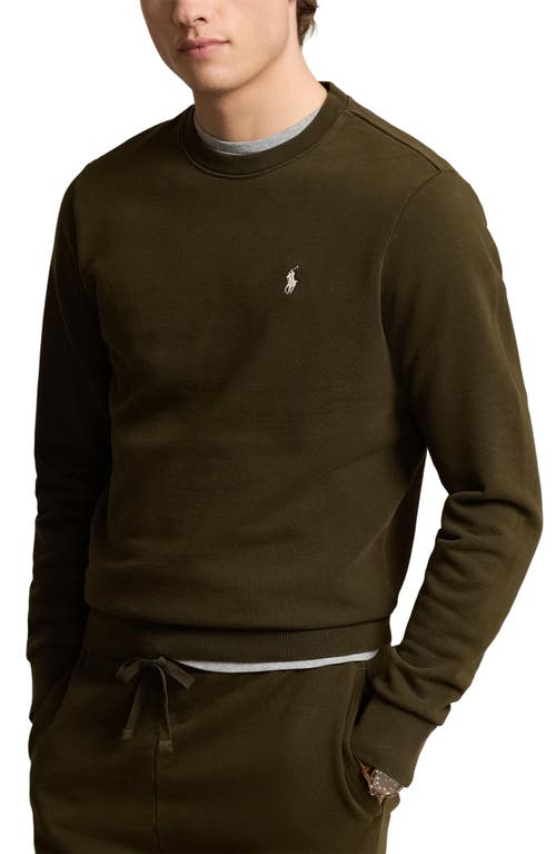 Shop Polo Ralph Lauren Embroidered Logo Cotton French Terry Sweatshirt In Dark Loden