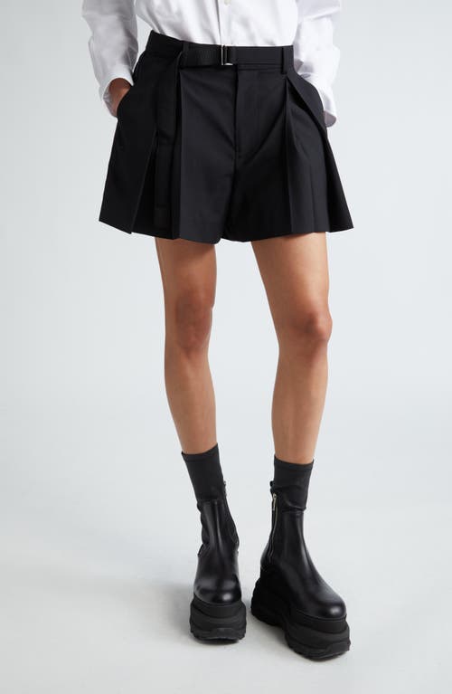 Sacai Belted Suiting Shorts in Black at Nordstrom, Size 2