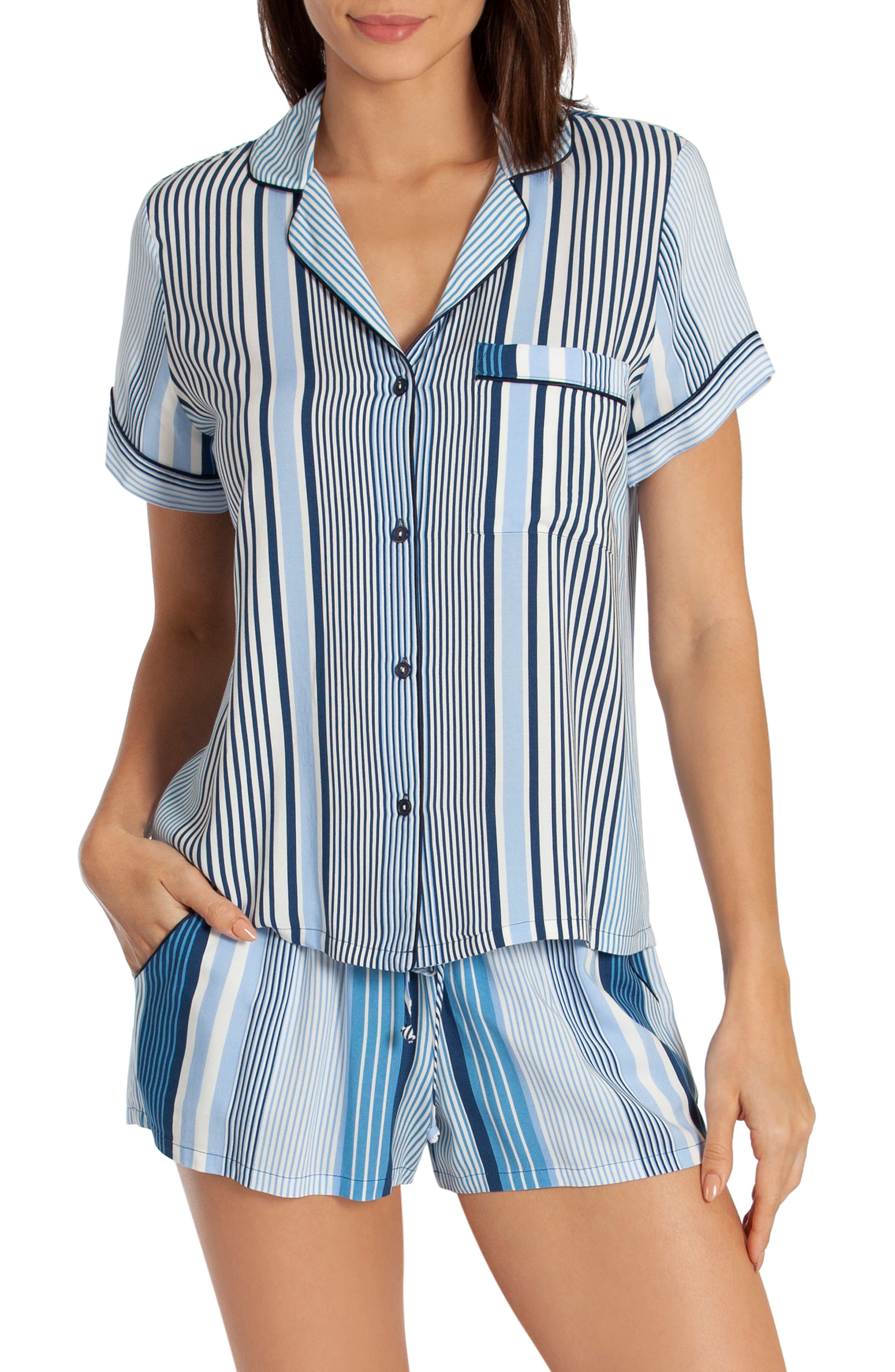 In Bloom By Jonquil Satin Short Pajamas, Blue