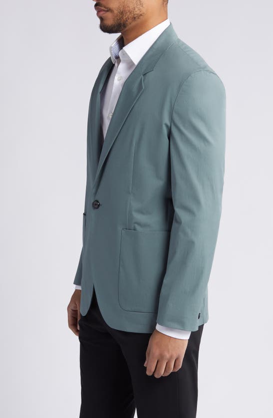 Shop Hugo Boss Key Fred One-button Stretch Cotton Blazer In Dark Green