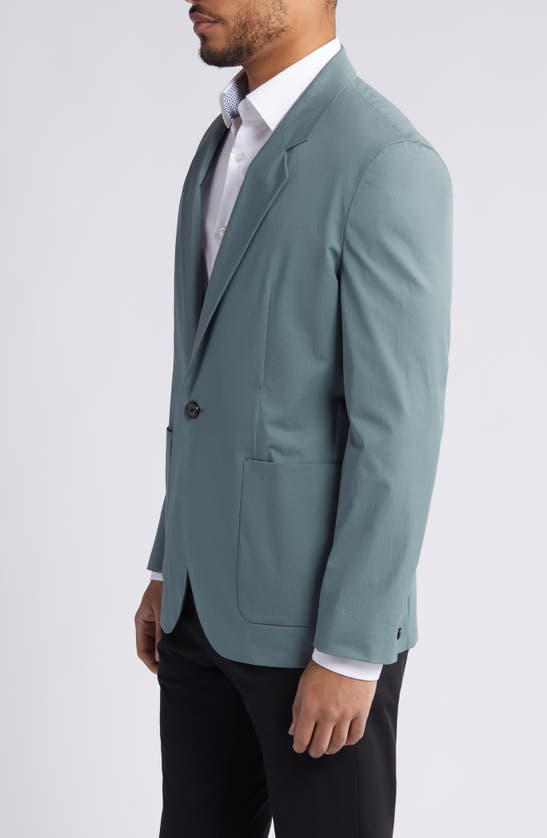 Hugo Boss Key Fred One-button Stretch Cotton Blazer In Dark Green