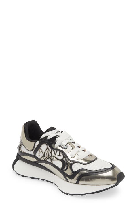 $560 Alexander McQueen Men's White Metallic Croc Sneaker Shoes Size EU  44/US 11