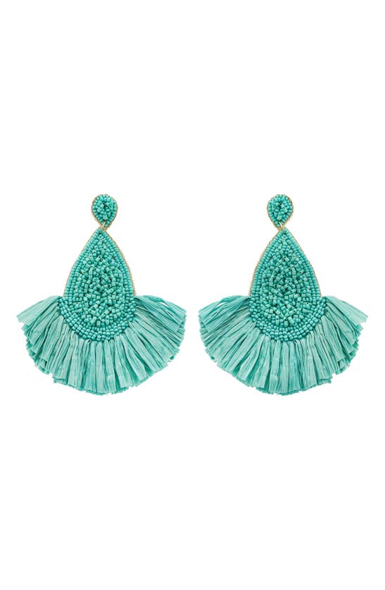 Panacea Teardrop Fringe Earrings In Turq