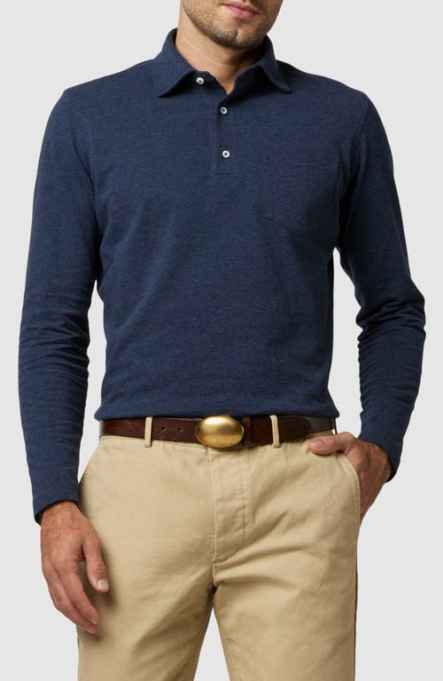 Sid Mashburn Long Sleeve Pima Cotton Piqué Polo in Heather Denim Pique 