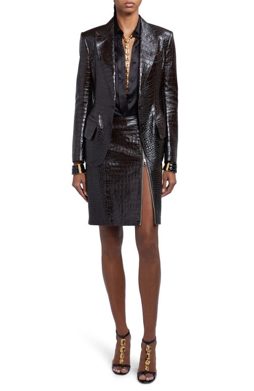 TOM FORD Croc Embossed Leather Blazer Chocolate Ombre at Nordstrom, Us