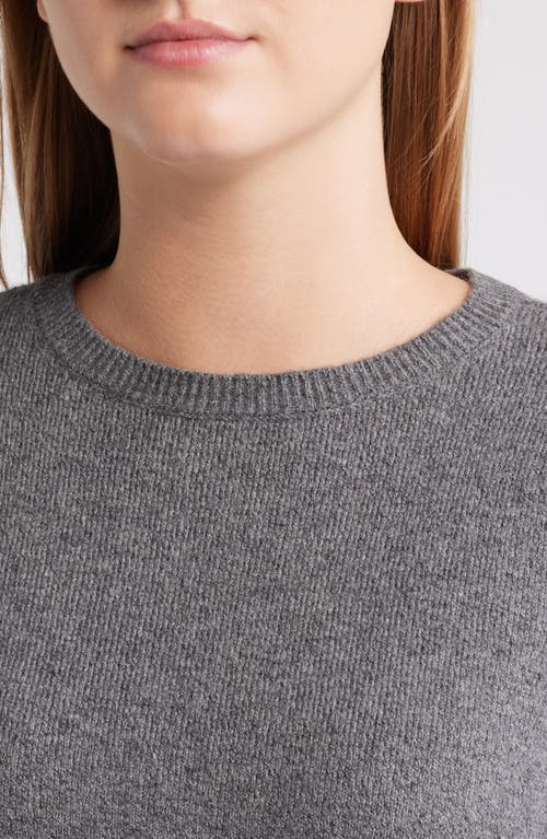 Shop Caslonr Caslon(r) Puff Sleeve Cotton Blend Crewneck Sweater In Grey Dark Heather