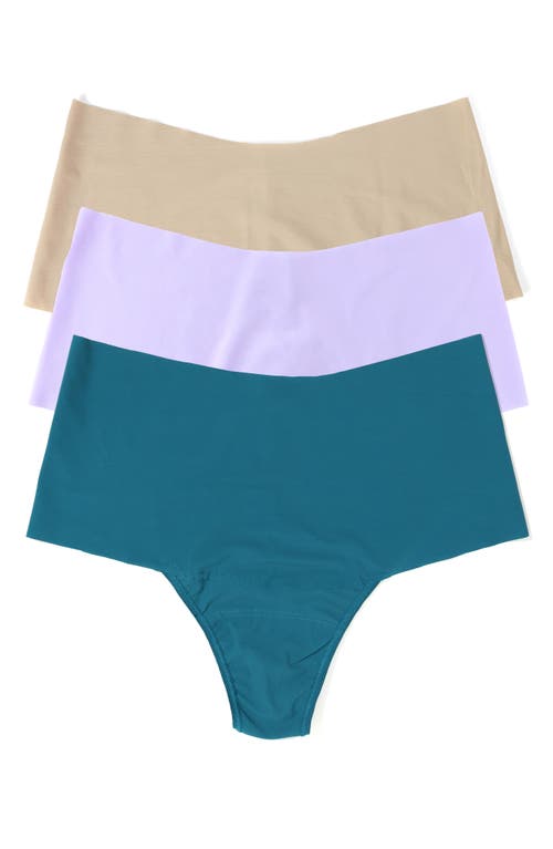Breathe Assorted 3-Pack High Waist Thongs in Earth Dance/taupe/wisteria