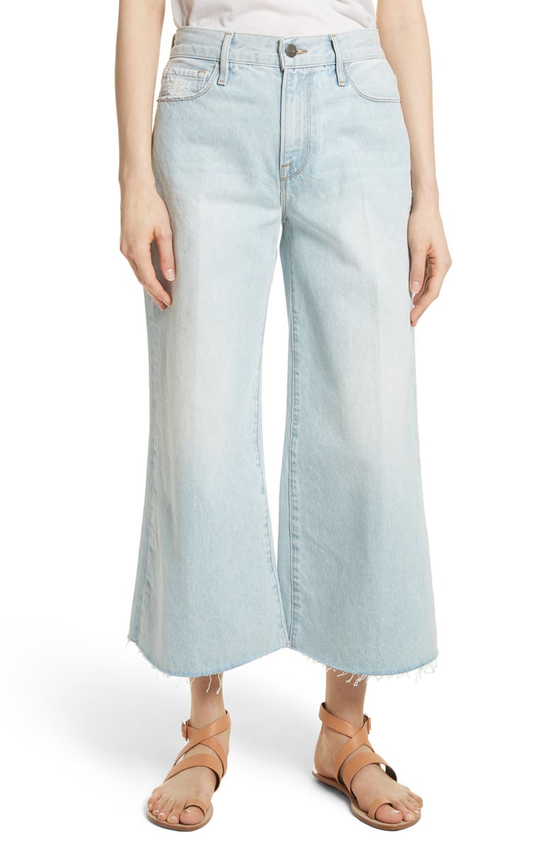 FRAME Le Palazzo Raw Edge Crop Wide Leg Jeans (Taplow) | Nordstrom