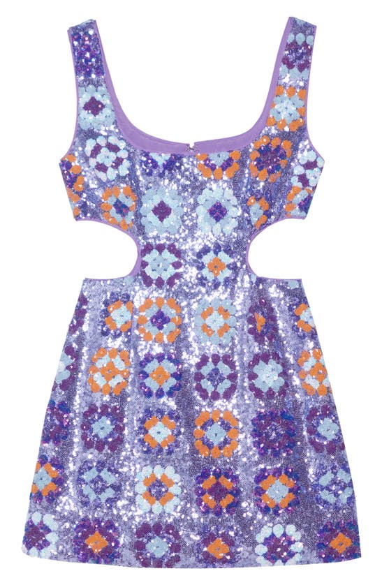 Shop Nasty Gal '70s Floral Sequin Cutout Minidress In Purple