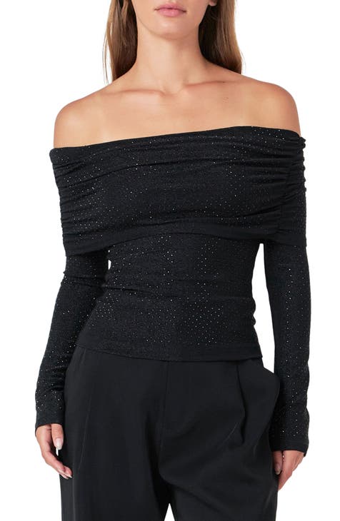 Womens black off the shoulder fashion