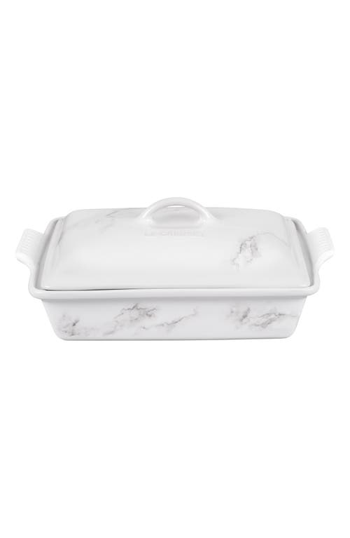 Le Creuset 4-Quart Rectangular Stoneware Casserole with Lid in White Marble at Nordstrom